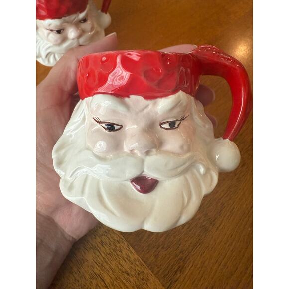 Vintage hand painted Santa Claus mugs - 70s - Christmas - unique - 8 oz - Picture 2 of 16